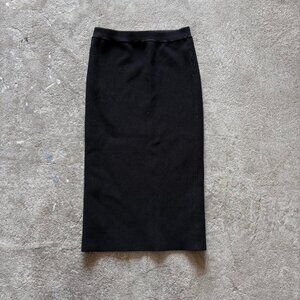 Black midi pencil skirt with ribbed texture